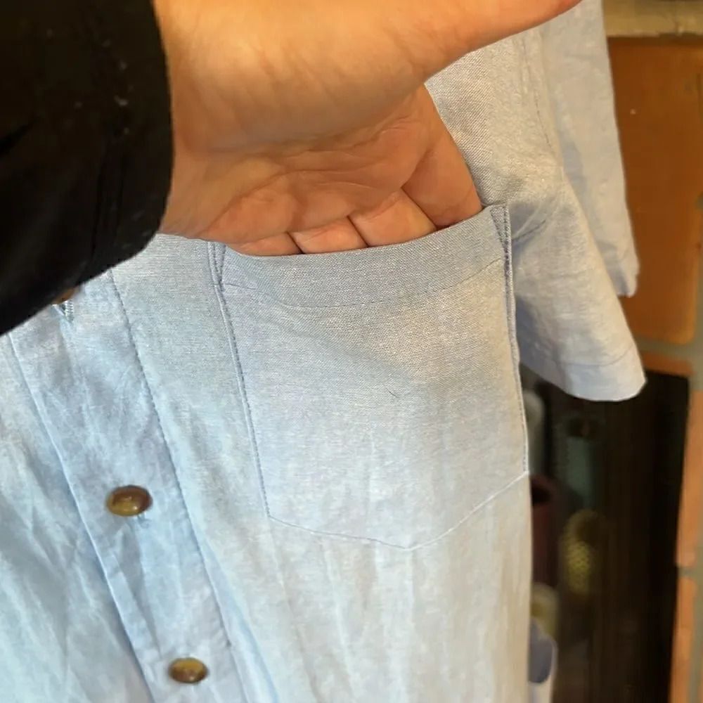 ROMPHIM LIGHT BLUE CHAMBRAY ROMPER, L! - Picture 3 of 15